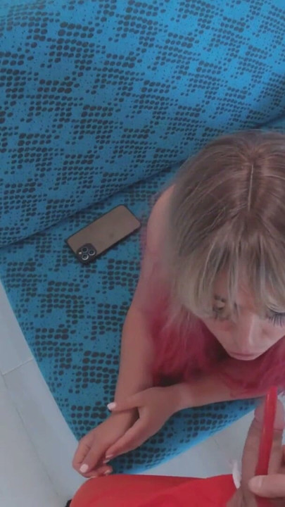 Sister wanted a yummy snack, but got my hard dick! Cheated on his sister with candy and gave her his cock to suck | Clip 1