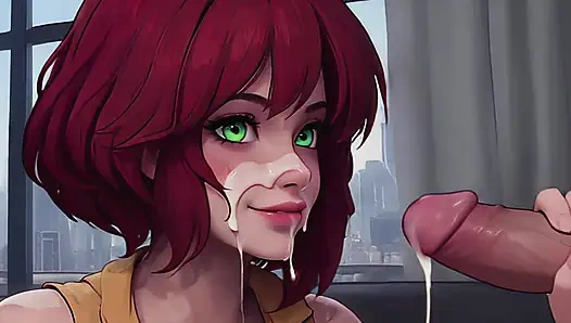 Breaking News: Busty Redhead Reporter in Yellow Jumpsuit, Glossy POV (AI-Generated)