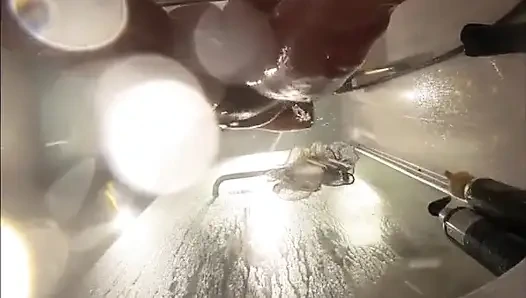 Webcam Under Stepsisters Bath. Wet Pussy After Sex with Boyfriend