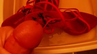 Cumming sexy red heels after pissing again fm MrMessyshoes