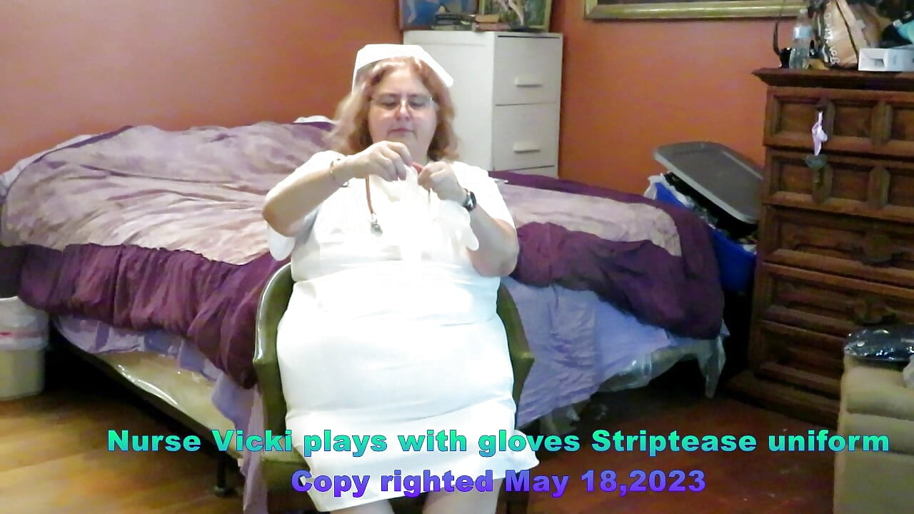 Requested Nurse Play with Self with Medical Gloves on Strip Tease!