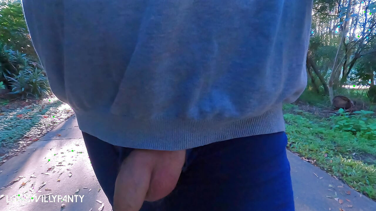 Straight uncut cock walks around with it exposed in public