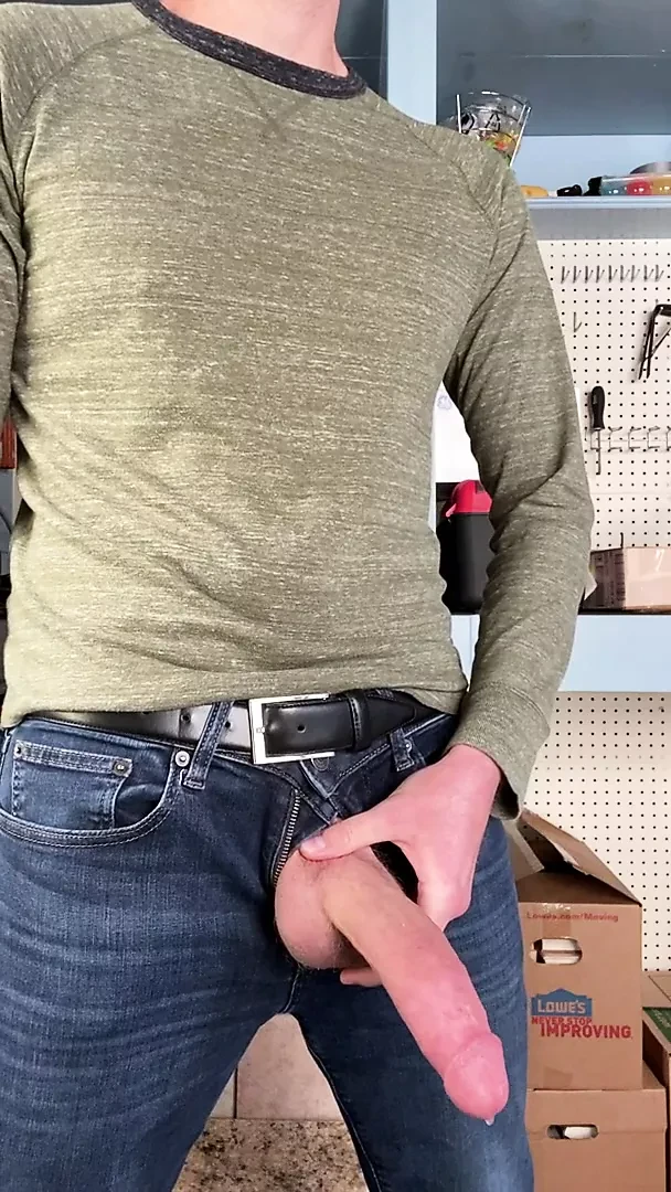 Daddy playing with HUGE cock and BIG load. AMAZING