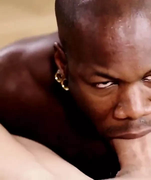 Black guy pumps a huge white cock