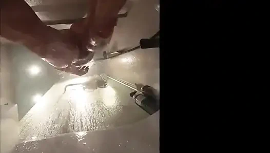 Webcam Under Stepsisters Bath. Wet Pussy After Sex with Boyfriend