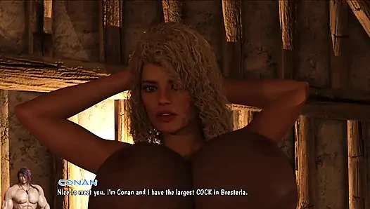 Flora the Slut Guides Virgin Liriel – Conan Fucks Both: Massive Tits Squeezed + Innocent Pussy Stretched