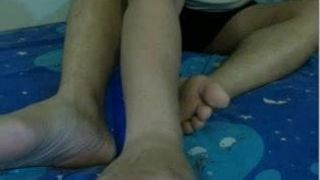 straight guys feet on webcam - chinese food!