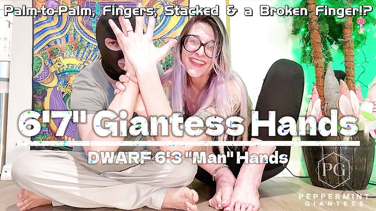 6'7 Giantess Hands Completely Dwarf His Tiny 6'3 Man Hands - Palm-to-palm Size Humiliation