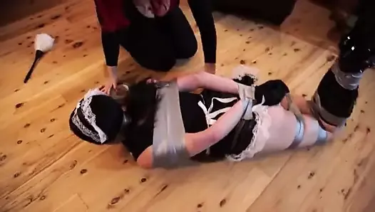 French Maid in Duct Tape Bondage