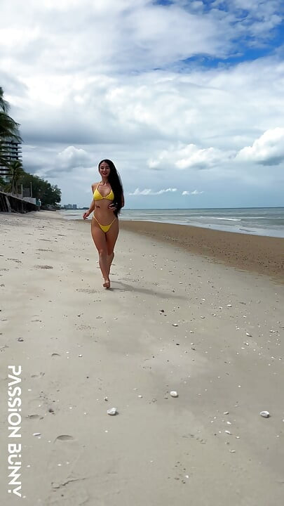 Outdoor Bikini Fun with Hottie on the Beach
