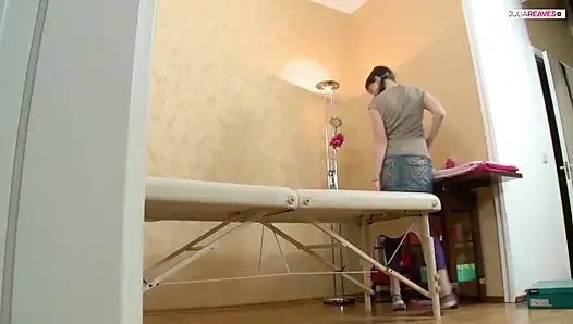 Fucking on the massage bench with sweet Veronika