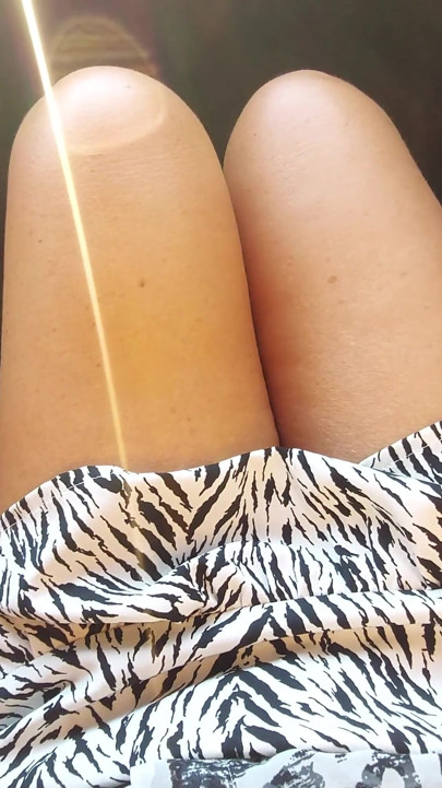 My wife shows off her beautiful legs in the car in the morning on the way to the office | Clip 1