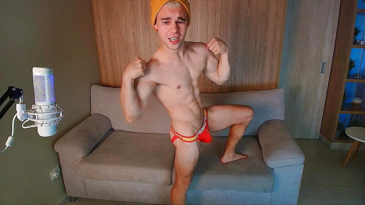 A Handsome Russian Guy Showing off His Muscles and Ass