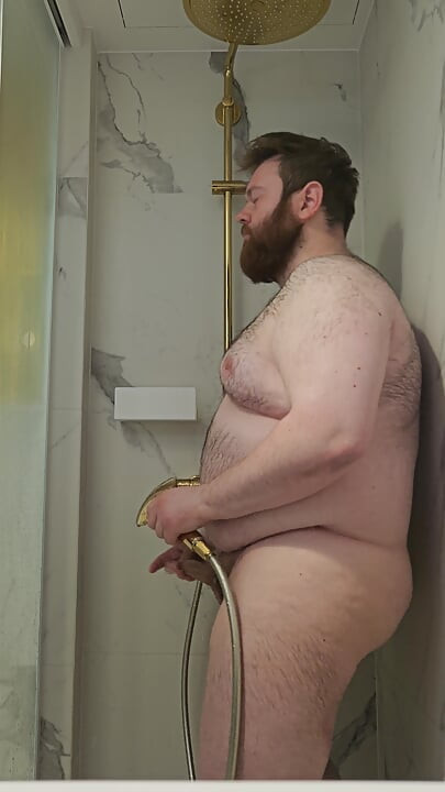 Chub showering in Poland