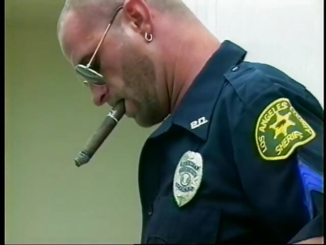 Wild handsome cop gives blowy with passion in the office