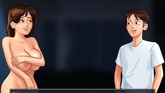 Summertime saga: stepson caught his stepmom naked in the pool with another women ep 186