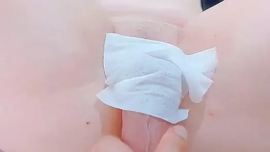 fresh pussy opening with the cock in the middle