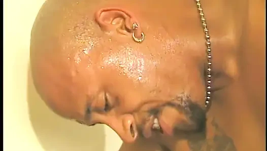 Sweet face ebony babe gets fucked from behind in bed