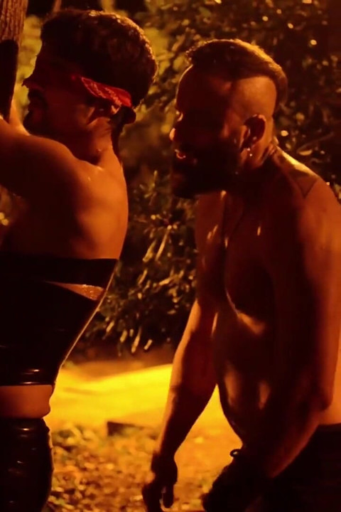 Sub Is Restrained and Used by Bearded Master in a Public Park.