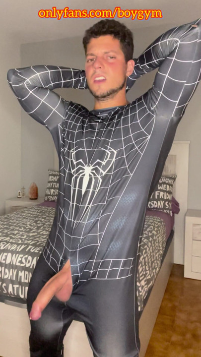 Big cock spiderman cum with NO TOUCH