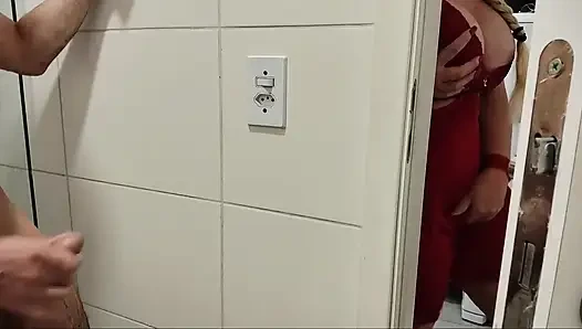 Stepmother Sees Stepson in the Shower Masturbating, Does the Same, and Then Enters the Bathroom to Have Sex