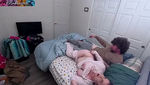 Bare bottom stepsister shares a bed with stepbrother