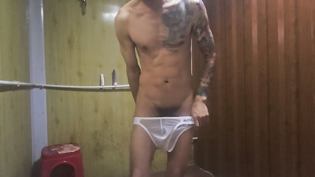 Underwear show after showering