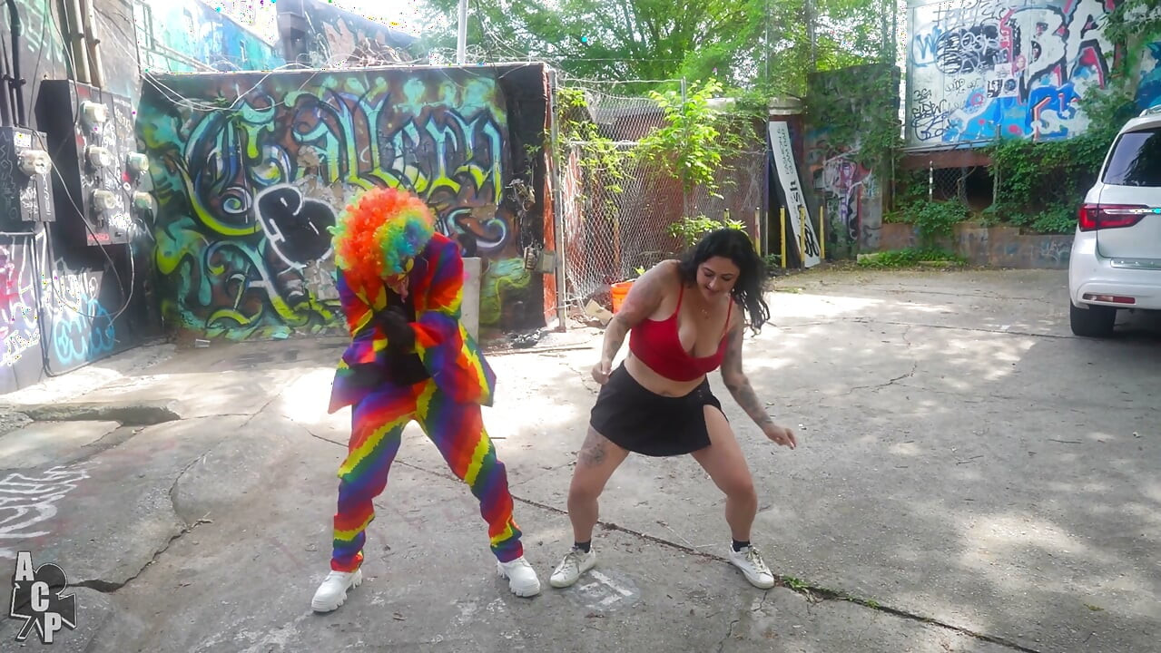Married Slut Gets Fucked in Public by Gibby the Clown