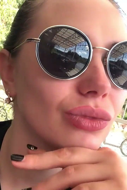 Sexy big lip lick & lip smelling & kiss & glasses fetish on the lake