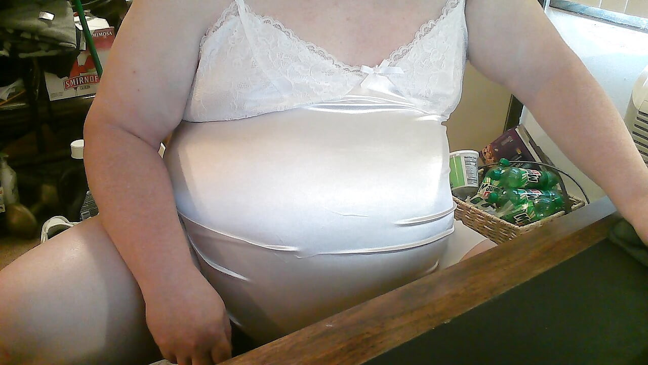 White nightie and black panties