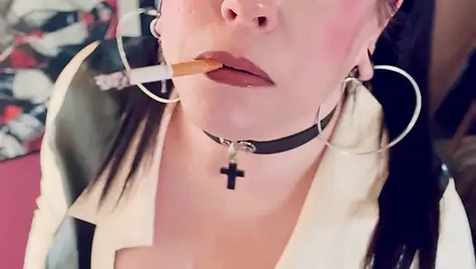 Latex Schoolgirl Tina Snua Smoking A Cigarette From Her Mum's Packet