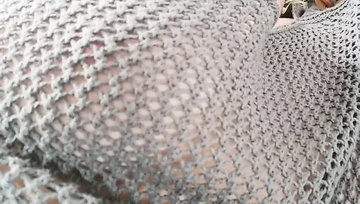 Nipple orgasm in fishnets