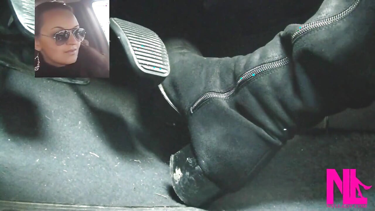 Driving Fast in Black Suede Knee High Boots