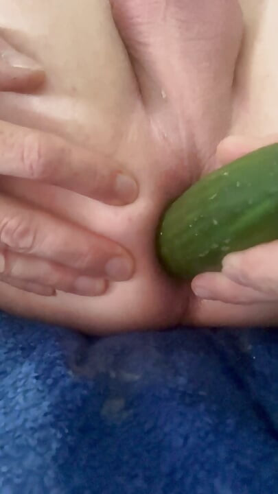 Vegetables, my cock and dildo fucked in the ass