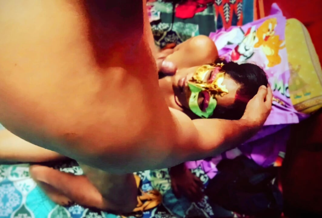 Dirty whore takes cock in mouth and cunt.