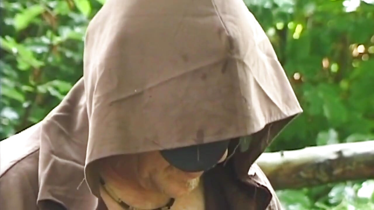 Mature MILF in Monk Robes Sucks Cock Blindfolded Outdoors