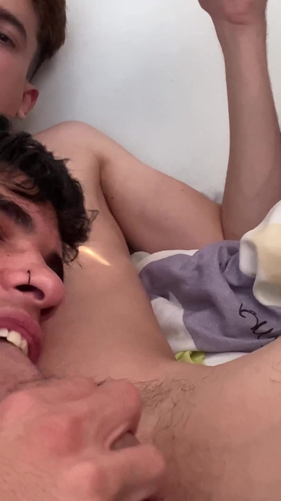 Sucking the cock of a blond boy thin and twink
