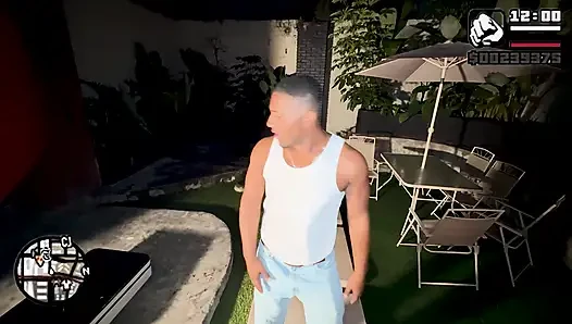 Cj with his big black cock fucks a big Latin ass of beautiful vagina and makes his milk cum run on his adored feet