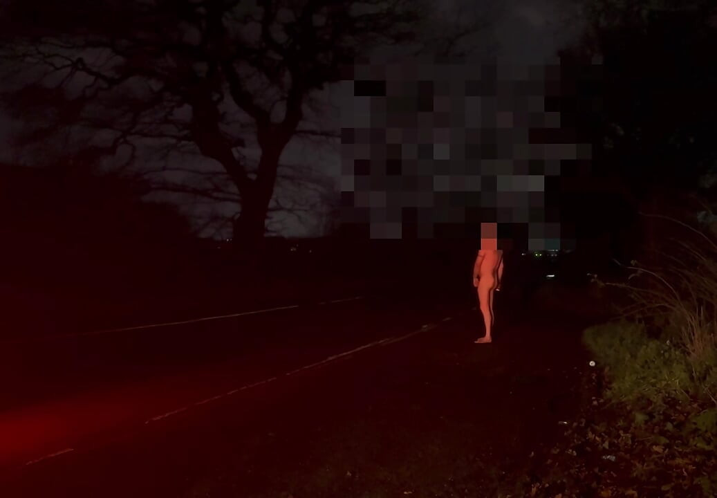 Naked and jerking in the road