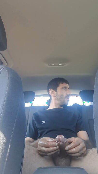 Mature men masturbating naked in the car'