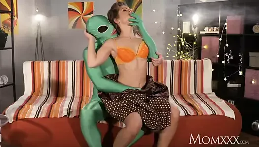 STEP MOM Lonely housewife gets deep probe from alien on Halloween