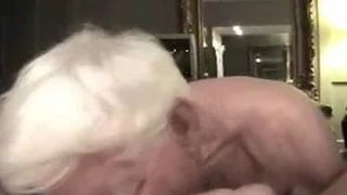 Gray haired grandpa suck huge cock and get it in his ass