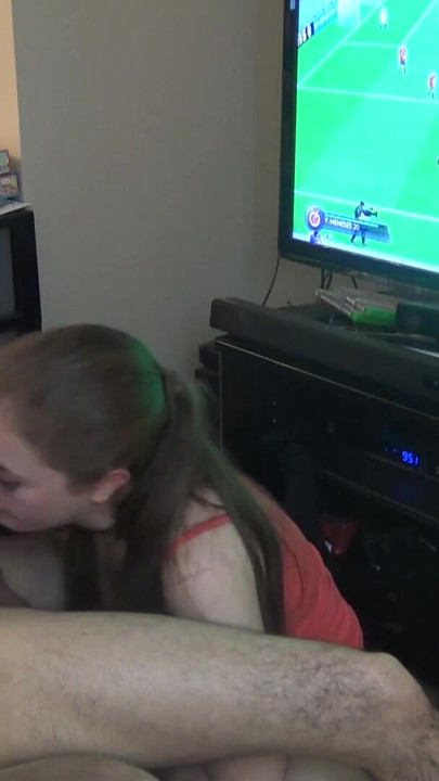 Double Blowjob While He Plays FIFA | Clip 1