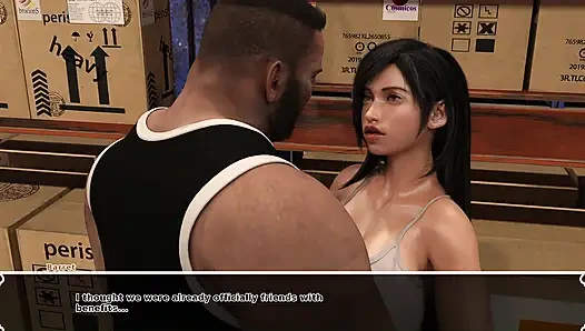 Tifa с большими сиськами изменяет с большим черным членом Barret, пока Облако работает