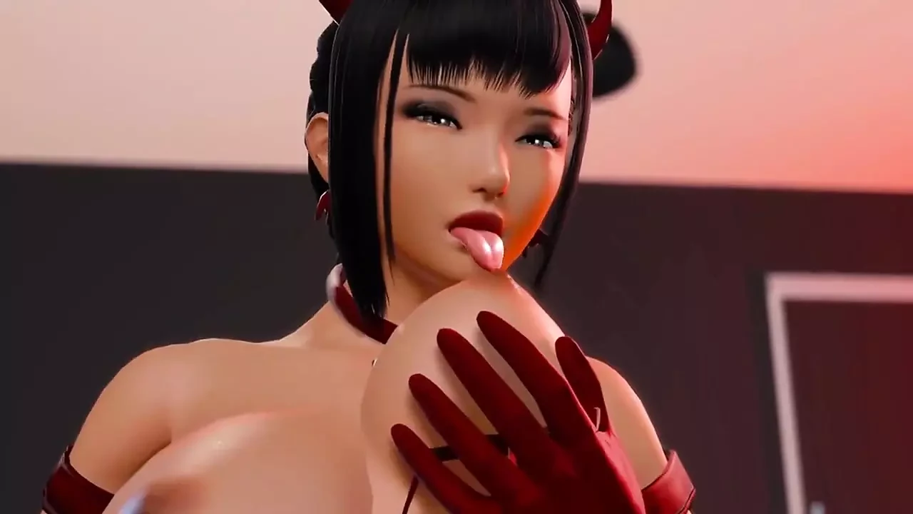 Ripples - 第26部分 - 性爱场景 - 性感的恶魔角色扮演吮吸自己的奶子由loveskysan