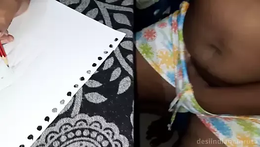 She gets Orgasm when painting herself nude. With Pussy & Boob Rubbing..Desi Bhabhi Indian!!
