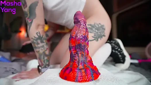 First Time Trying My New Dragon Dildo in Ass