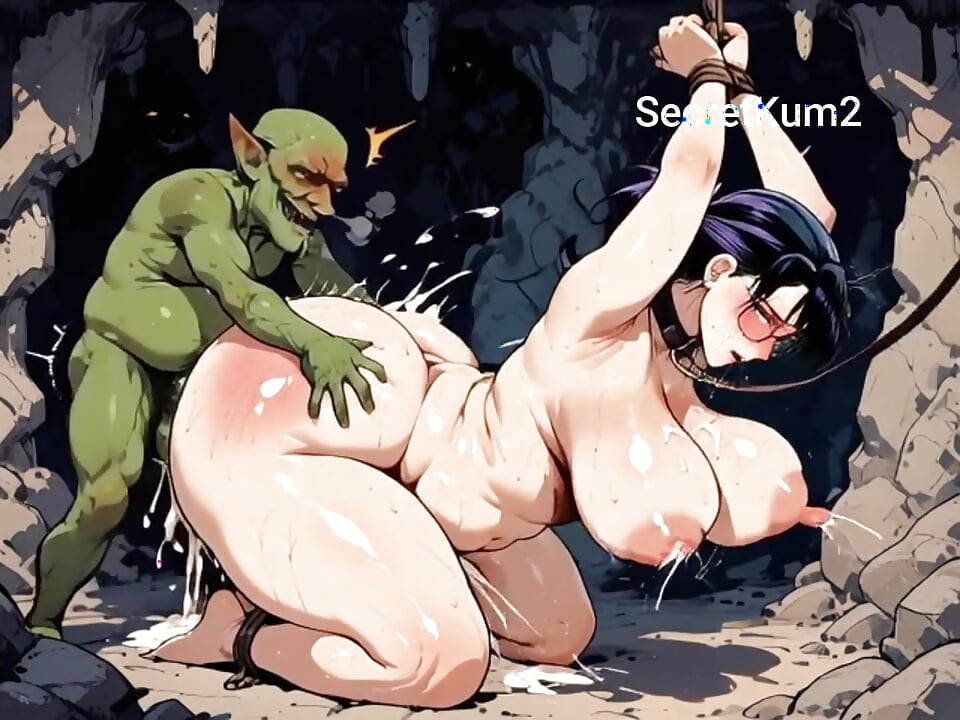 green goblins fuck horny thick shrmale in dark creepy cave messy creampie, anal gape AI GENERATED