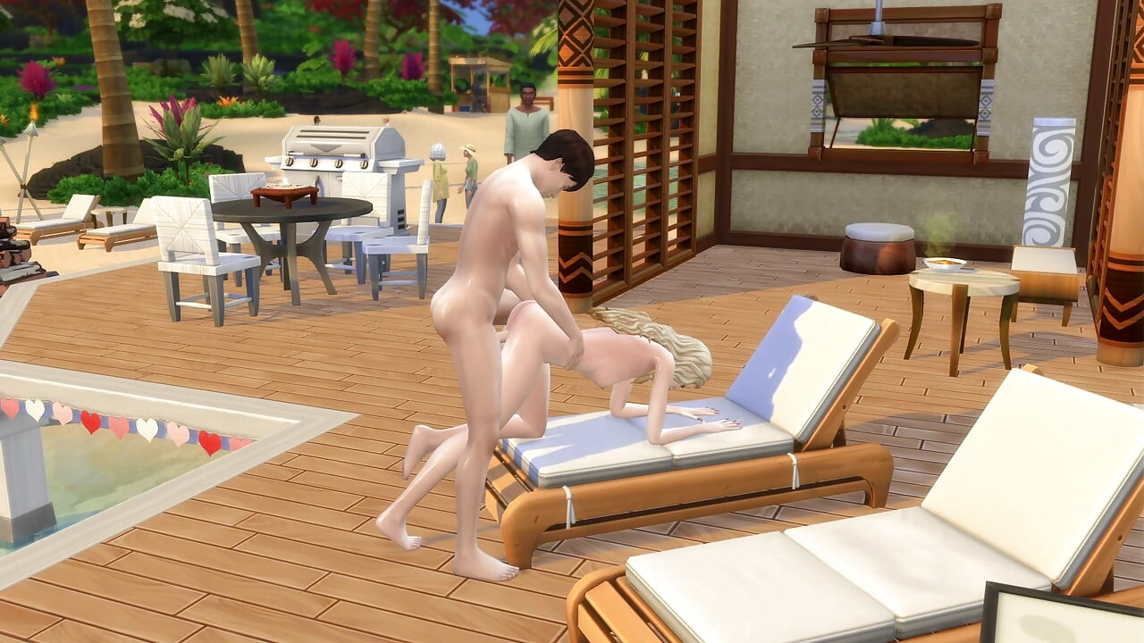 Couple in love have sex in public on the beach