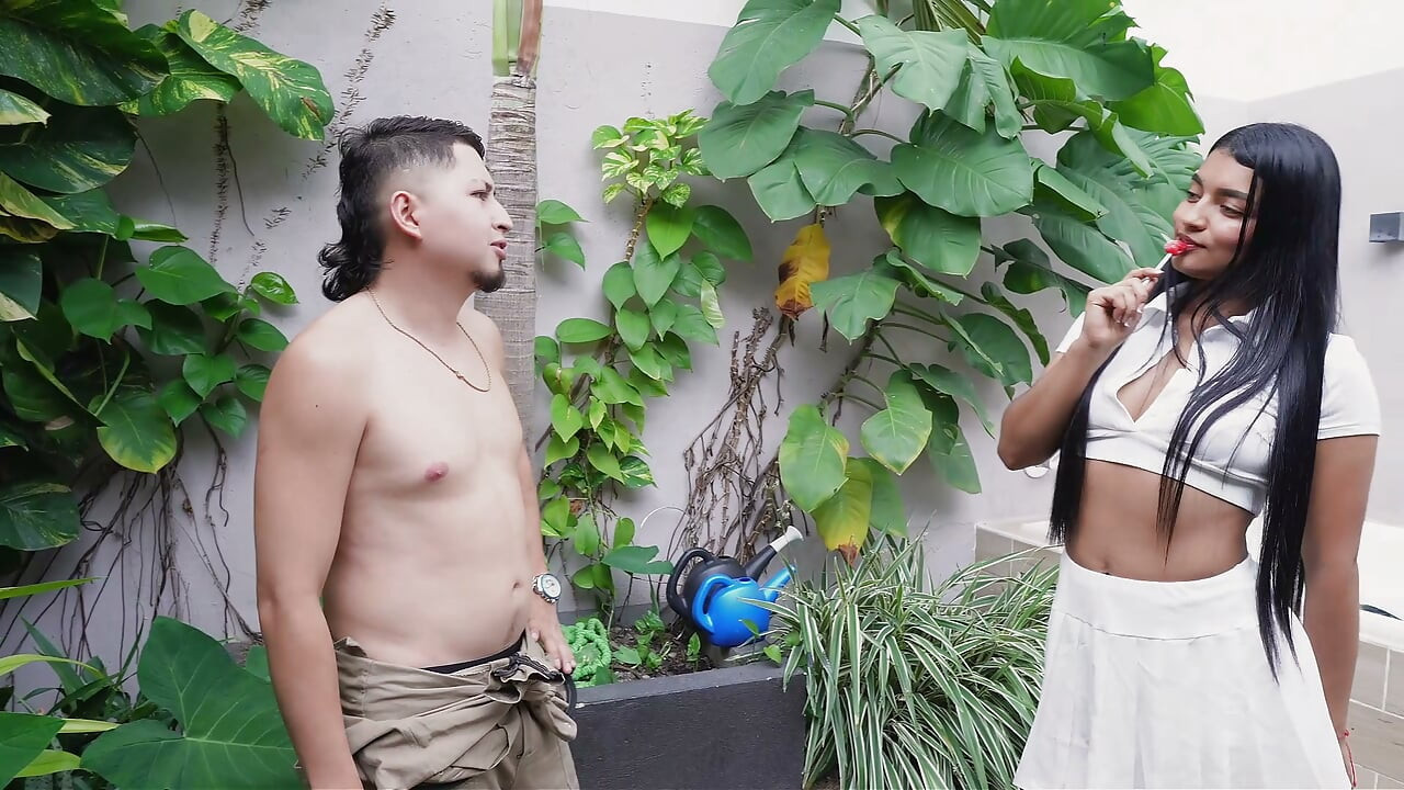 Horny Gardener Fucks Cute Tiktoker with Perfect Body in the Middle of His Garden